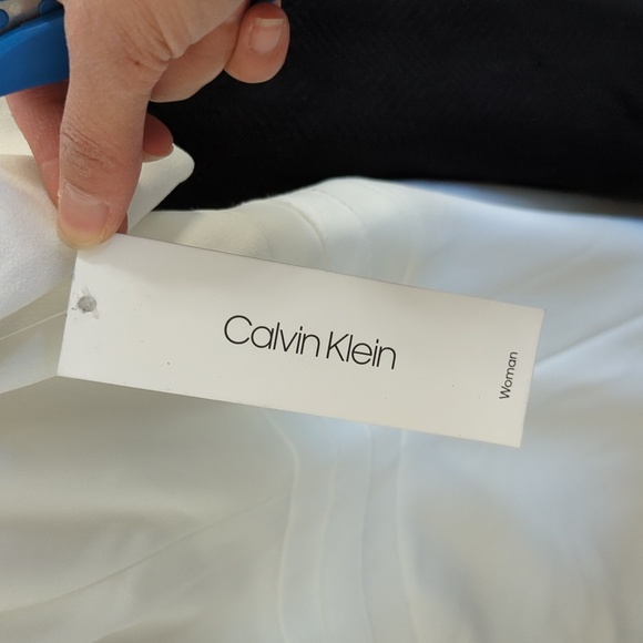 NEW Calvin Klein Short Sleeve Fit & Flare Stripe Hem Dress White 18W preppy - Picture 12 of 13